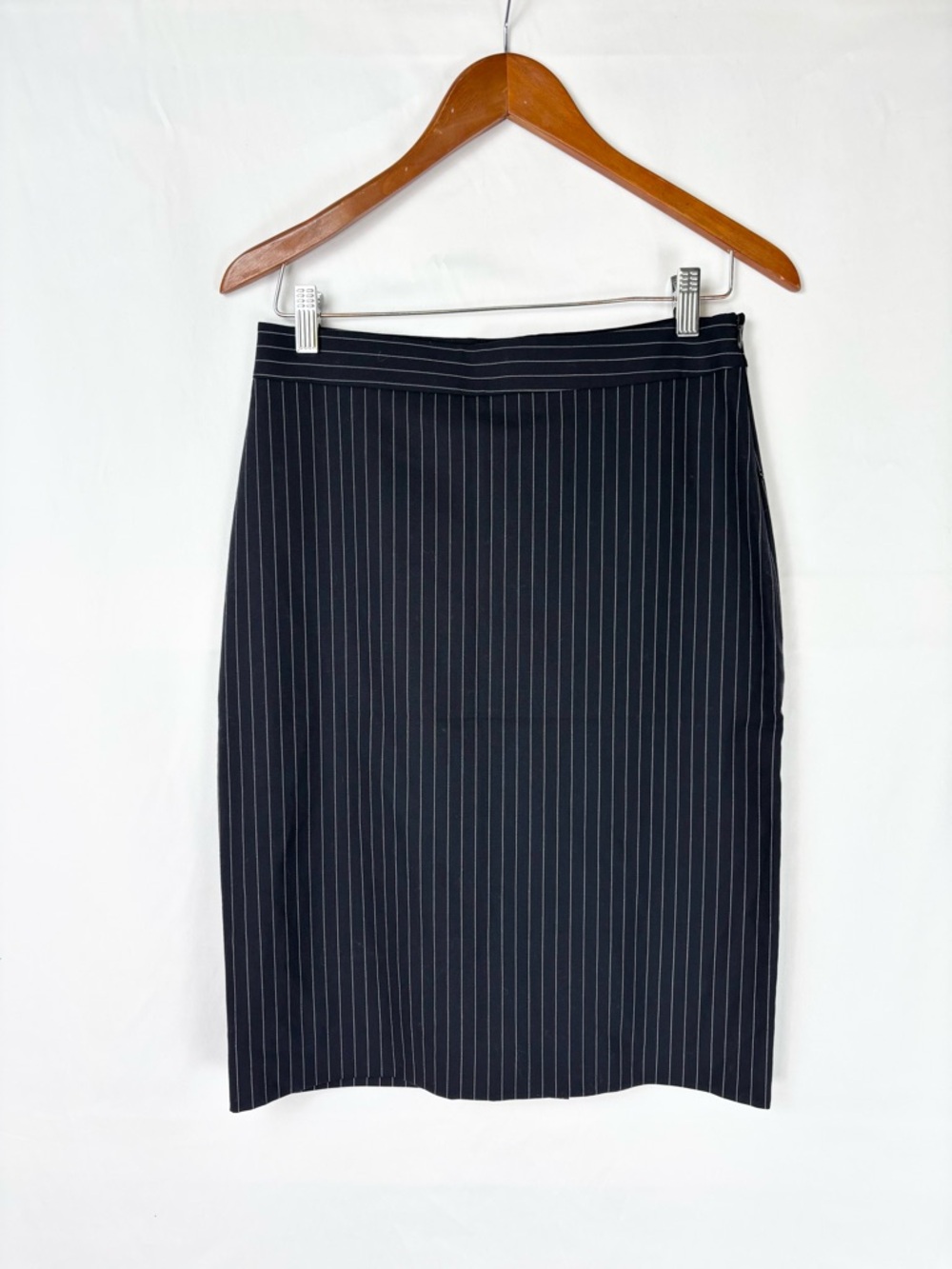 NEW Paul Smith Black Label Pinstripe Skirt Wool Blend Navy Blue Size EU 42/US M‎